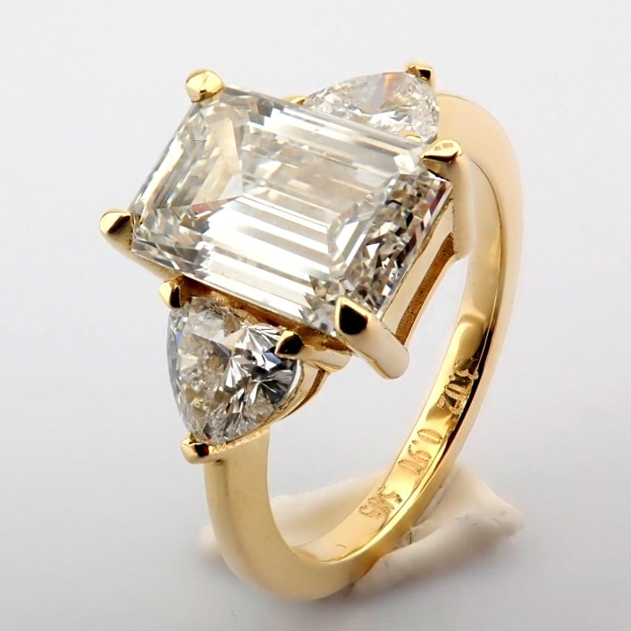 Emerald Cut Lab-Grown Diamond Ring - 3.92 Total Carat (IGI Certified) - 2