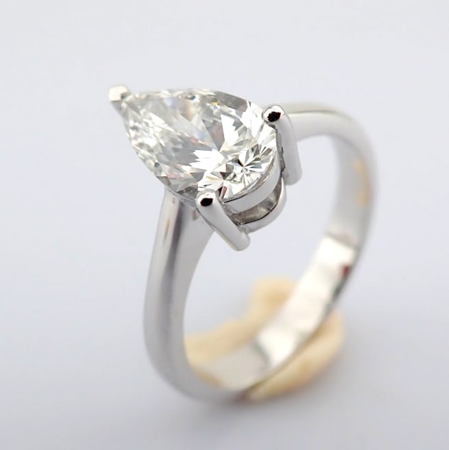 Pear Cut Lab-Grown Diamond Ring - 1.35 Total Carat (IGI Certified) - 2