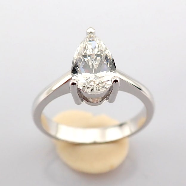 Pear Cut Lab-Grown Diamond Ring - 1.35 Total Carat (IGI Certified) - 3