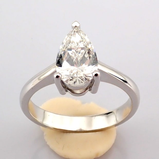 Pear Cut Lab-Grown Diamond Ring - 1.35 Total Carat (IGI Certified) - 4