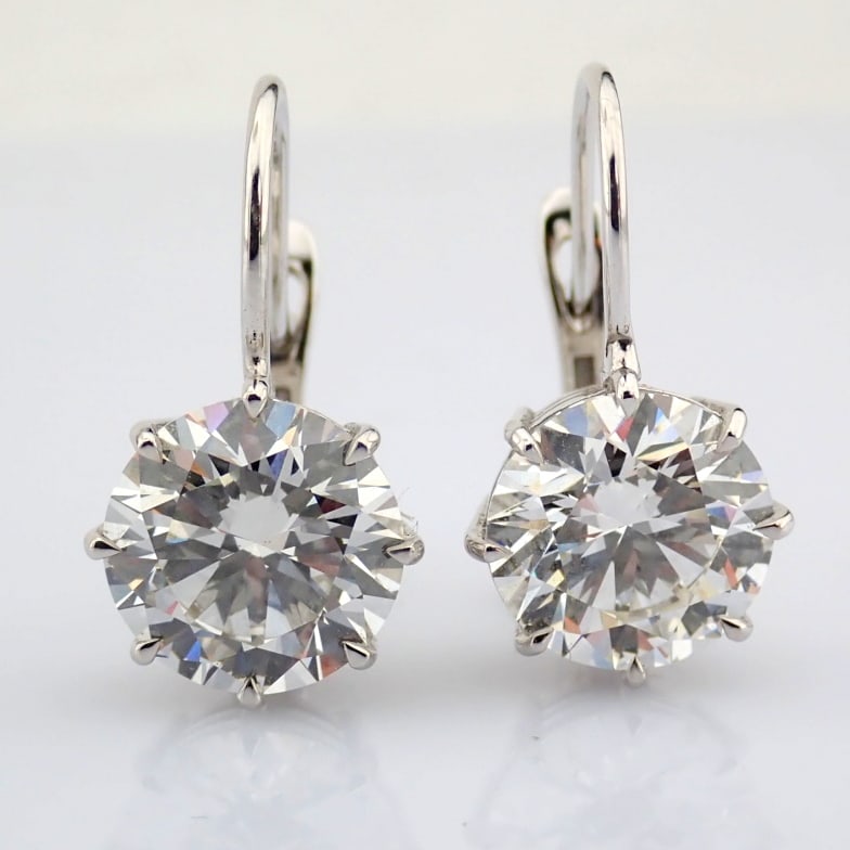 Round Cut Lab-Grown Diamond Earring - 6.93 Total Carat (IGI Certified) - 2