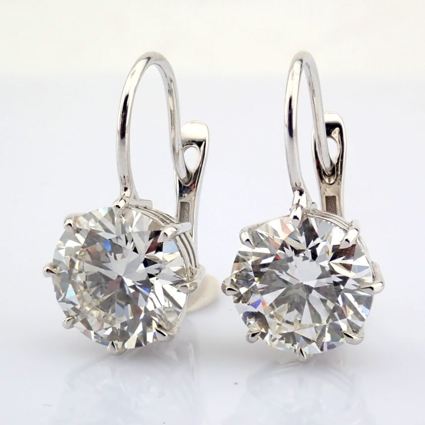 Round Cut Lab-Grown Diamond Earring - 6.93 Total Carat (IGI Certified) - 5