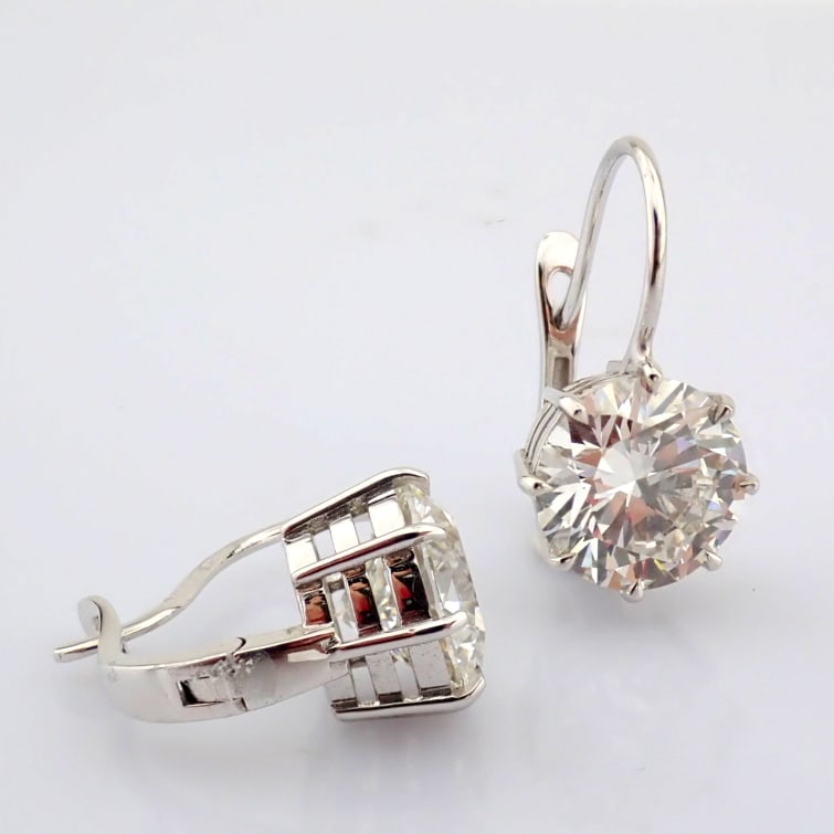 Round Cut Lab-Grown Diamond Earring - 6.93 Total Carat (IGI Certified) - 6