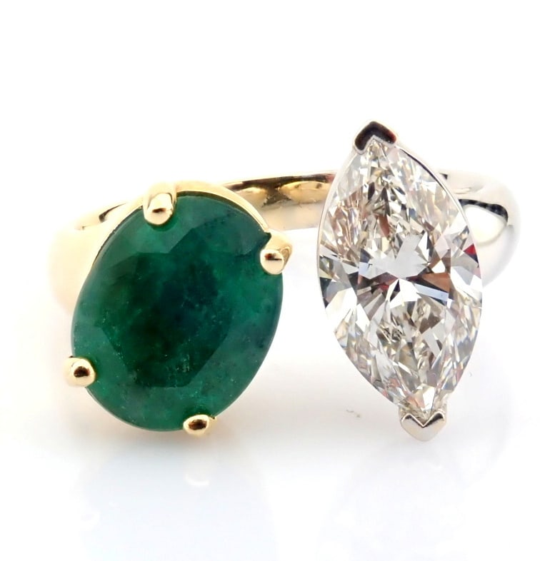 Marquise Cut Lab-Grown Diamond Ring - 3.74 Total Carat (IGI Certified): Title: Marquise Cut Lab-Grown Diamond Ring - 3.74 Total Carat (IGI Certified) Description: -------------------------------------------------- METALS AND WEIGHTS : -14K Yellow/White Gold 4.97 gr