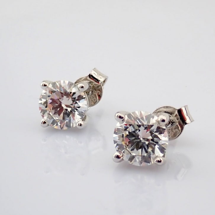 Round Cut Lab-Grown Diamond Earring - 1.89 Total Carat (MDI Certified) - 3