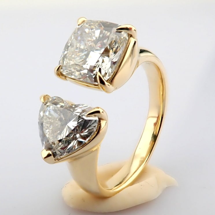 Cushion Cut Lab-Grown Diamond Ring - 3.77 Total Carat (IGI Certified) - 4