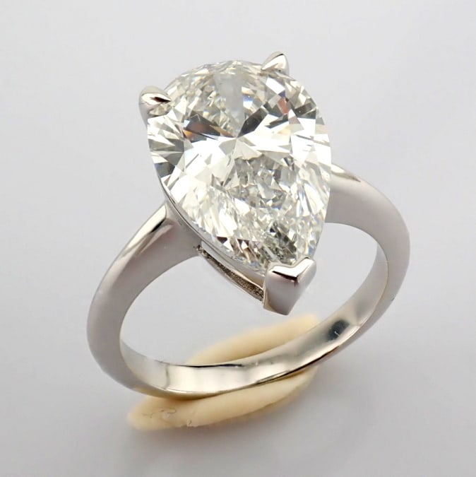Pear Cut Lab-Grown Diamond Ring - 4.1 Total Carat (IGI Certified) - 8