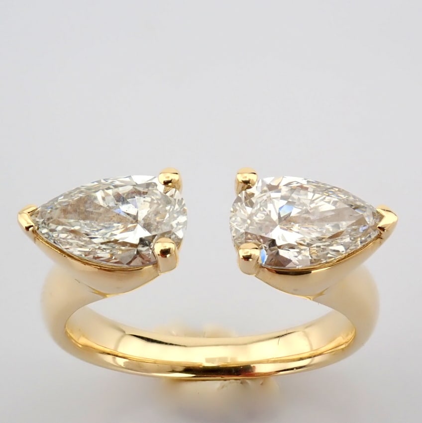 Pear Cut Lab-Grown Diamond Ring - 1.97 Total Carat (IGI Certified) - 3