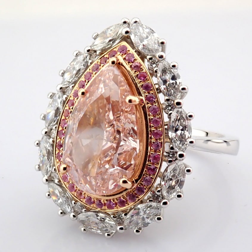 Pear Cut Lab-Grown Diamond Ring - 5.2 Total Carat (IGI Certified) - 4