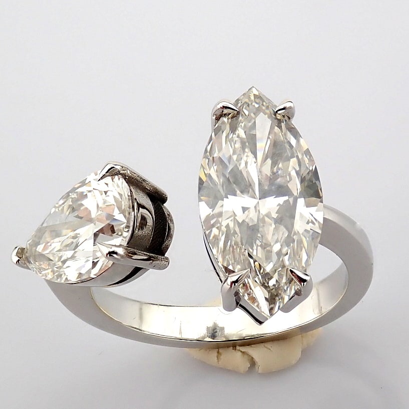 Marquise Cut Lab-Grown Diamond Ring - 4.9 Total Carat (IGI Certified) - 2