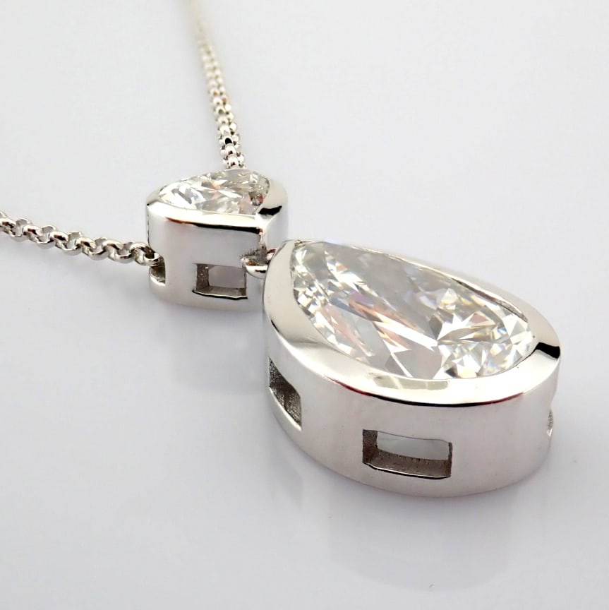 Pear Cut Lab-Grown Diamond Necklace - 3.48 Total Carat (IGI Certified) - 2