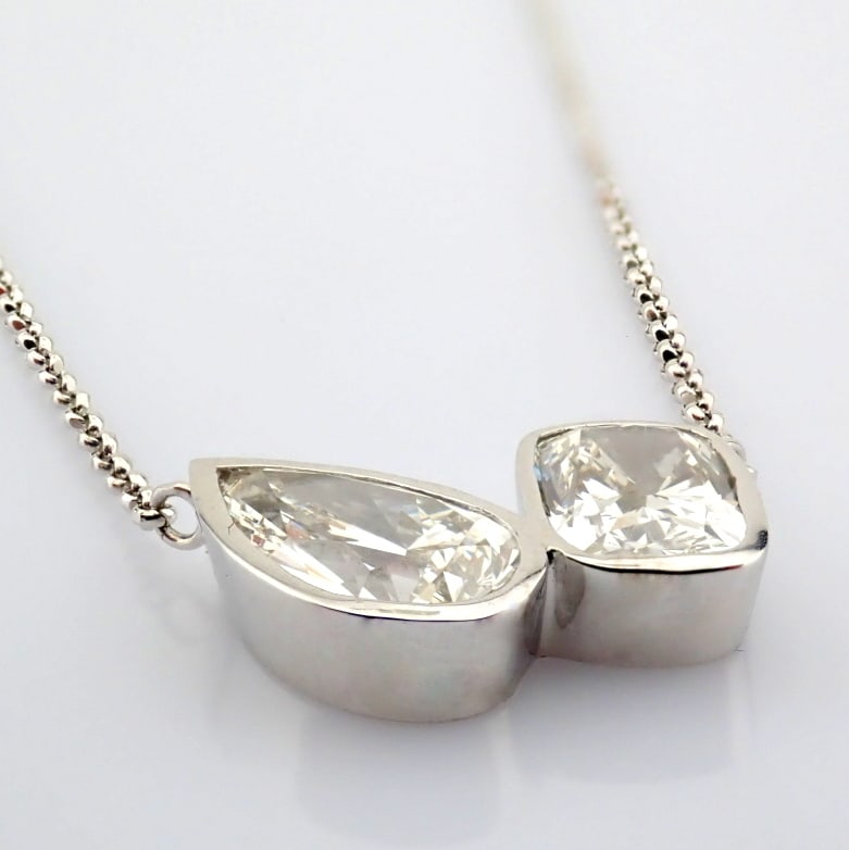 Cushion Cut Lab-Grown Diamond Necklace - 2.56 Total Carat (IGI Certified) - 4