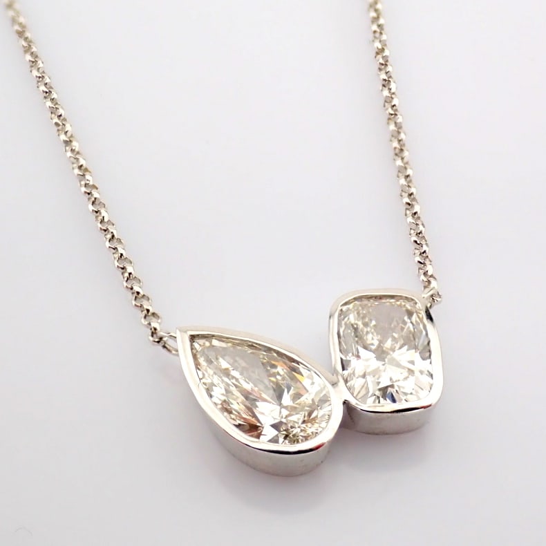 Cushion Cut Lab-Grown Diamond Necklace - 2.56 Total Carat (IGI Certified) - 5