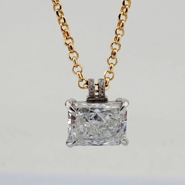 Radiant Cut Lab-Grown Diamond Necklace - 6.07 Total Carat (IGI Certified) - 4