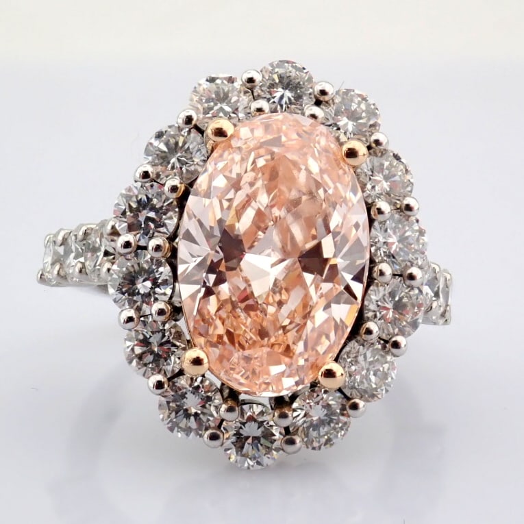 Oval Cut Lab-Grown Diamond Ring - 7.64 Total Carat (IGI Certified): Title: Oval Cut Lab-Grown Diamond Ring - 7.64 Total Carat (IGI Certified) Description: -------------------------------------------------- METALS AND WEIGHTS : -14K White Gold 6.55 gr