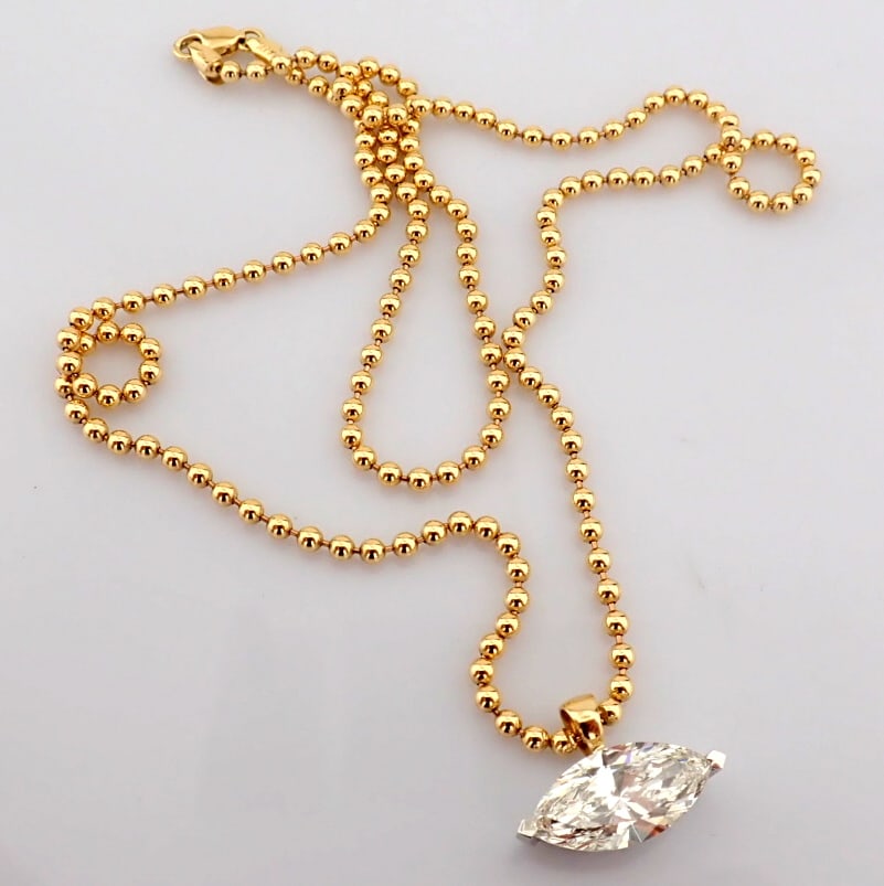 Marquise Cut Lab-Grown Diamond Necklace - 3.91 Total Carat (IGI Certified) - 2