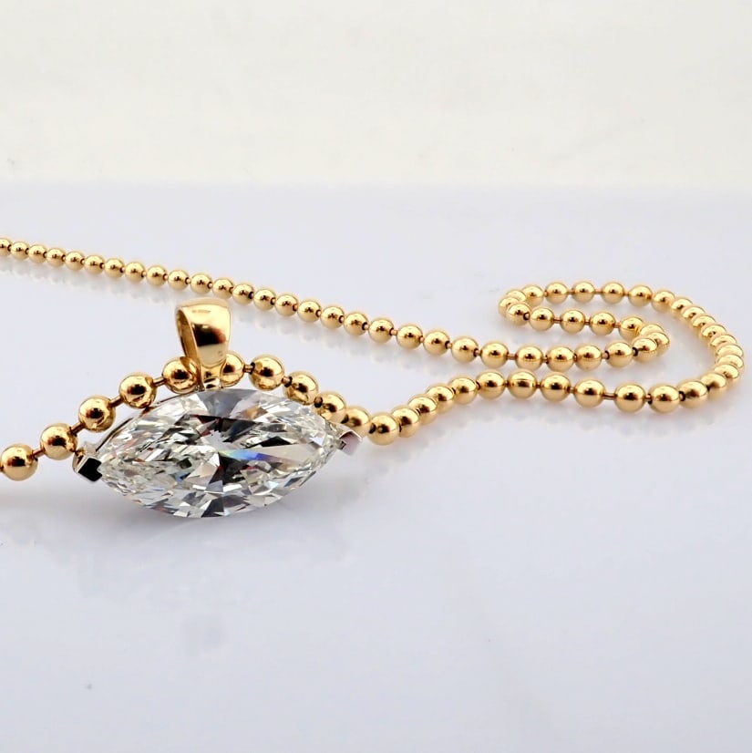 Marquise Cut Lab-Grown Diamond Necklace - 3.91 Total Carat (IGI Certified) - 3