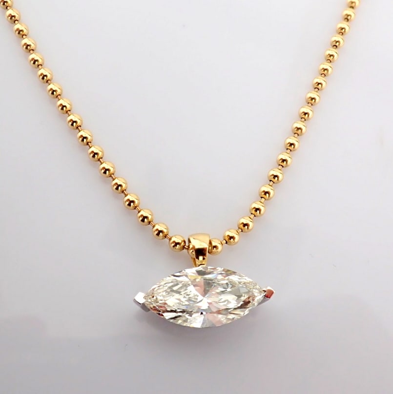 Marquise Cut Lab-Grown Diamond Necklace - 3.91 Total Carat (IGI Certified) - 5