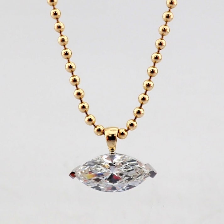 Marquise Cut Lab-Grown Diamond Necklace - 3.91 Total Carat (IGI Certified) - 6