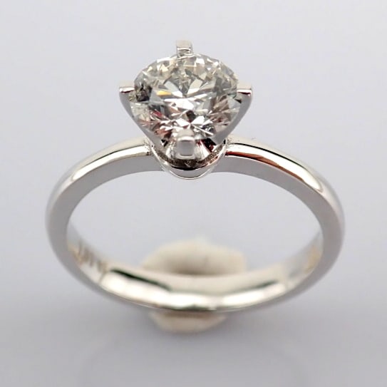 Round Cut Lab-Grown Diamond Ring - 1 Total Carat (IGI Certified): Title: Round Cut Lab-Grown Diamond Ring - 1 Total Carat (IGI Certified) Description: -------------------------------------------------- METALS AND WEIGHTS : -14K White Gold 3.4 gr