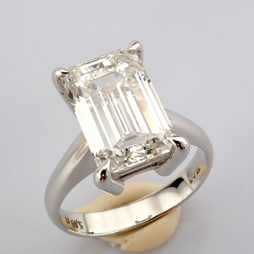 Emerald Cut Lab-Grown Diamond Ring - 5.09 Total Carat (IGI Certified) (1 of 6)
