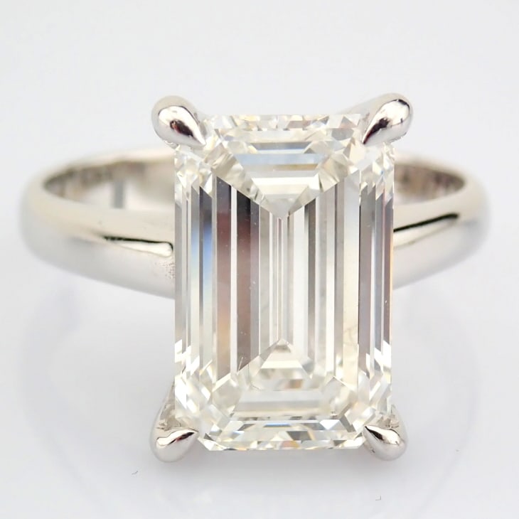 Emerald Cut Lab-Grown Diamond Ring - 5.09 Total Carat (IGI Certified) - 2