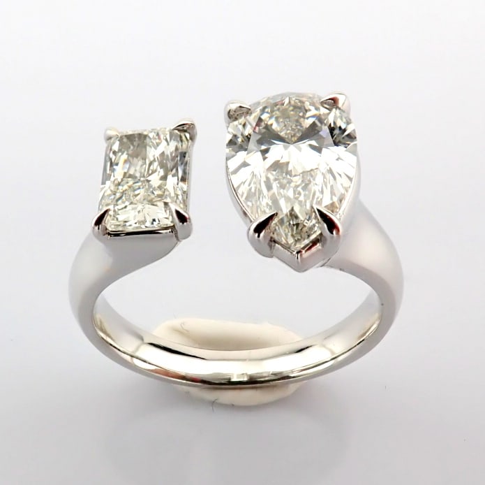 Pear Cut Lab-Grown Diamond Ring - 2.89 Total Carat (IGI Certified) - 4