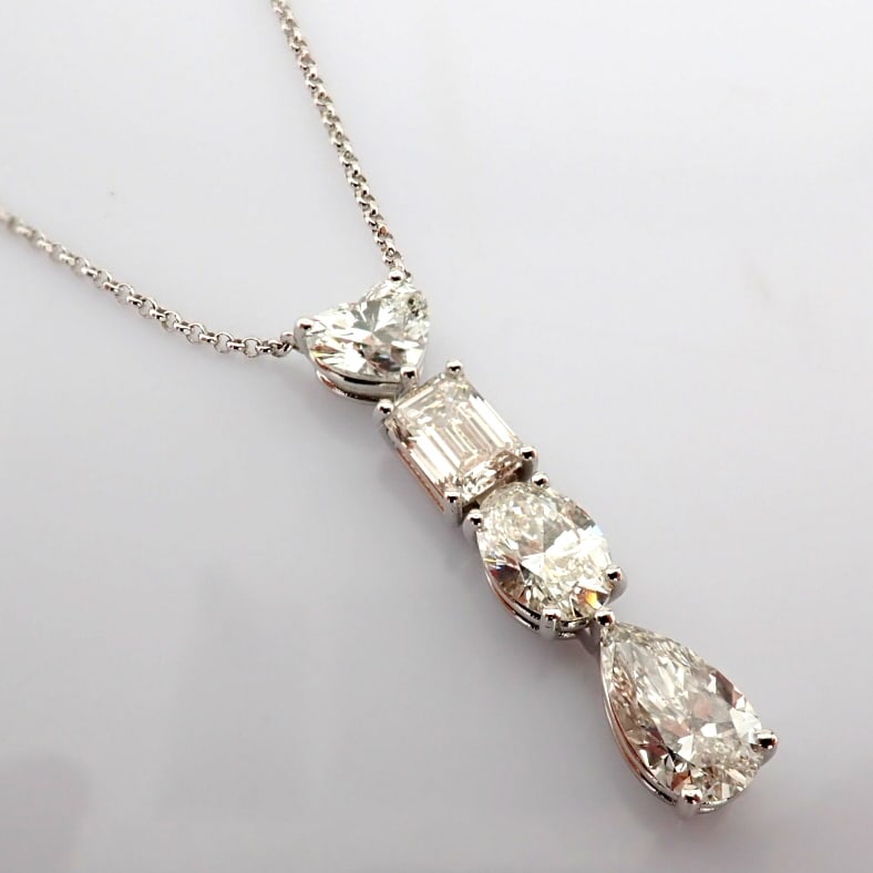 Emerald Cut Lab-Grown Diamond Necklace - 4.4 Total Carat (IGI Certified) - 2