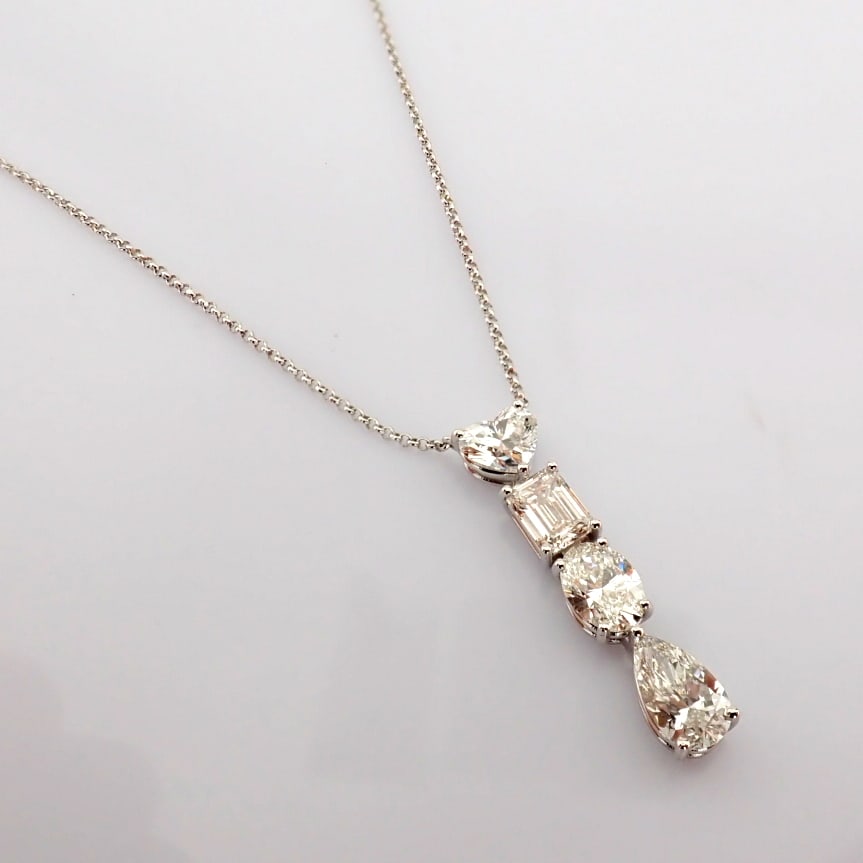 Emerald Cut Lab-Grown Diamond Necklace - 4.4 Total Carat (IGI Certified) - 4