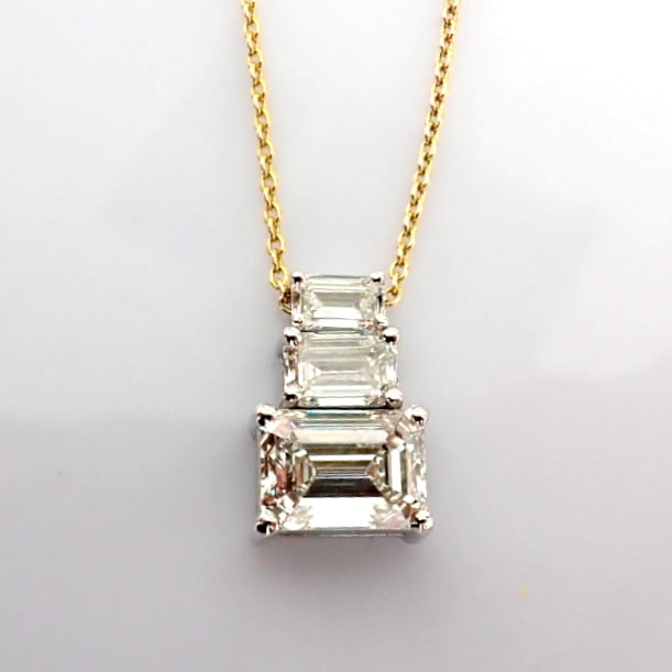 Emerald Cut Lab-Grown Diamond Necklace - 3.06 Total Carat (IGI Certified) - 3