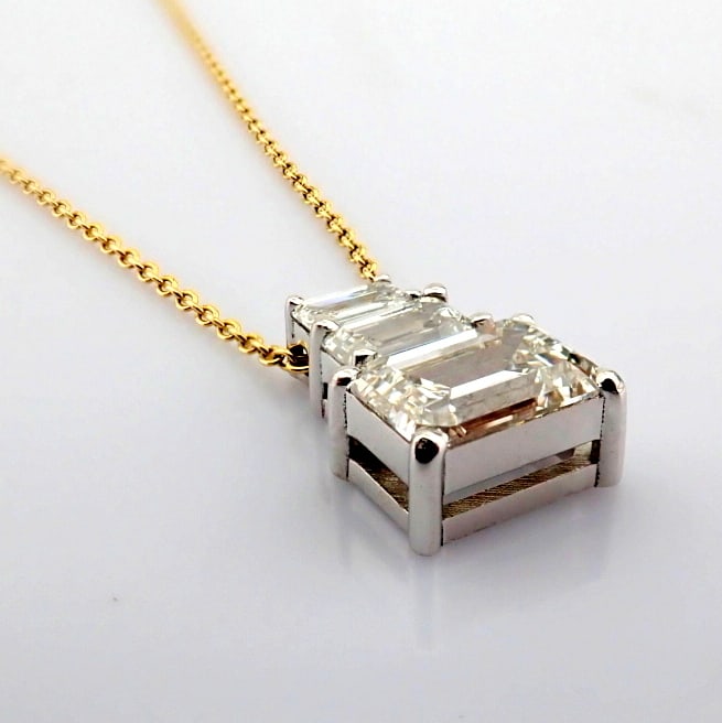 Emerald Cut Lab-Grown Diamond Necklace - 3.06 Total Carat (IGI Certified) - 4