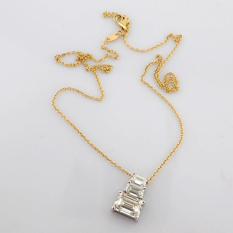 Emerald Cut Lab-Grown Diamond Necklace - 3.06 Total Carat (IGI Certified) - 7