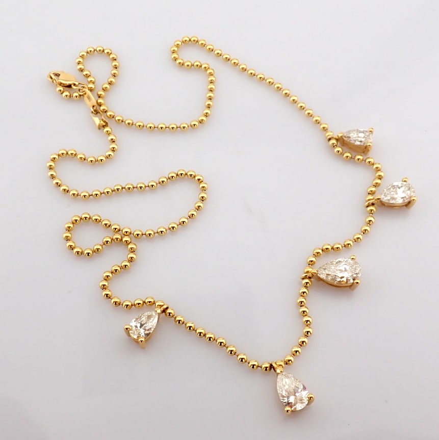 Pear Cut Lab-Grown Diamond Necklace - 3.31 Total Carat (MDI Certified): Title: Pear Cut Lab-Grown Diamond Necklace - 3.31 Total Carat (MDI Certified) Description: -------------------------------------------------- METALS AND WEIGHTS : -14K Yellow Gold 9 gr