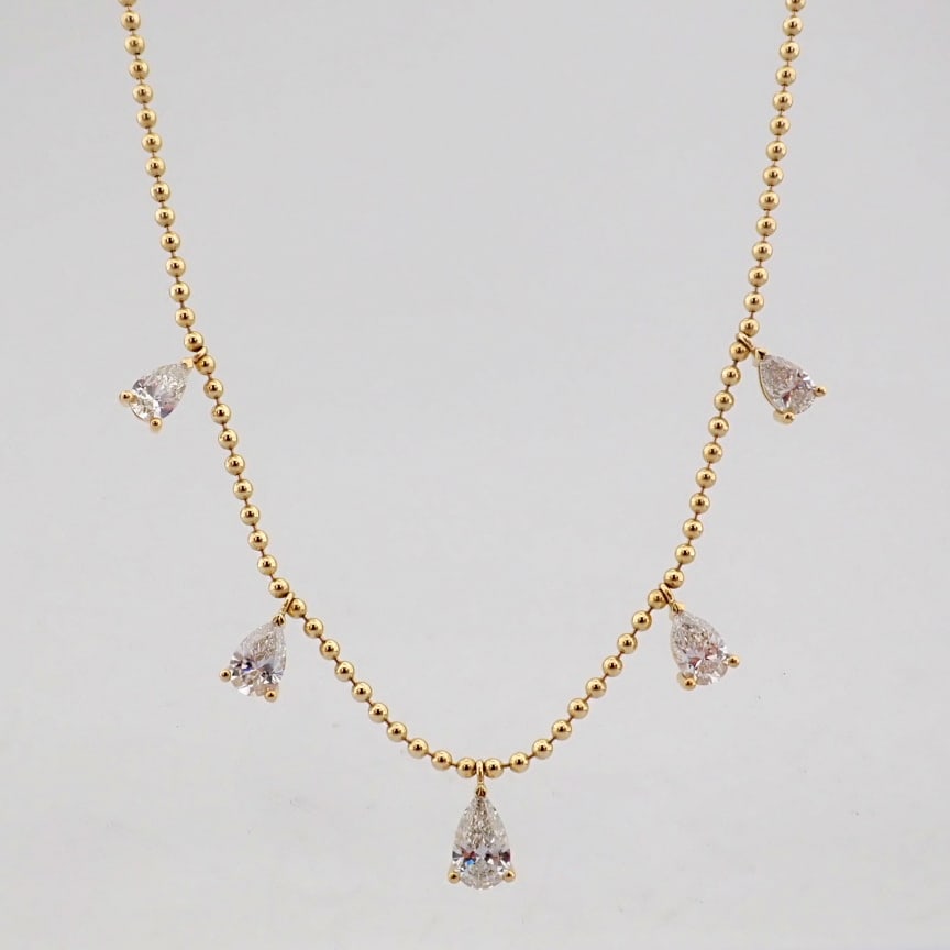 Pear Cut Lab-Grown Diamond Necklace - 3.31 Total Carat (MDI Certified) - 7