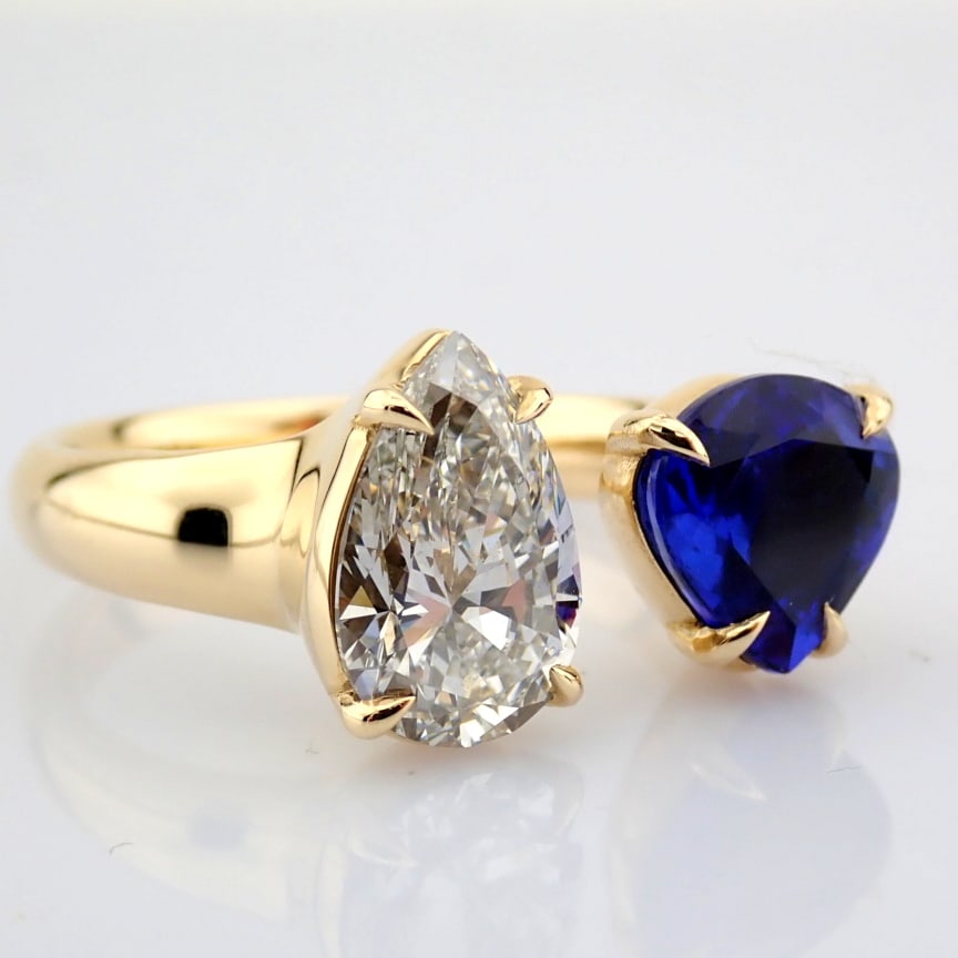 Pear Cut Lab-Grown Diamond Ring - 3.65 Total Carat (IGI Certified) - 3