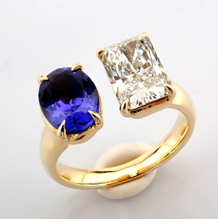 Radiant Cut Lab-Grown Diamond Ring - 3.61 Total Carat (IGI Certified) - 3