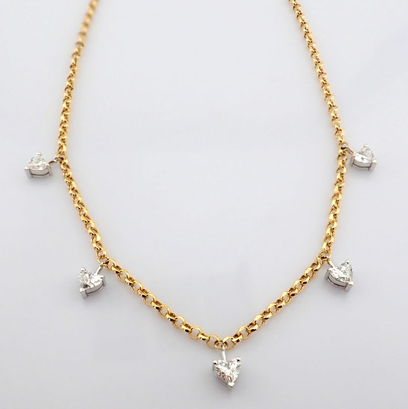 Heart Cut Lab-Grown Diamond Necklace - 2.04 Total Carat (MDI Certified): Title: Heart Cut Lab-Grown Diamond Necklace - 2.04 Total Carat (MDI Certified) Description: -------------------------------------------------- METALS AND WEIGHTS : -14K Yellow/White Gold 5.24 gr