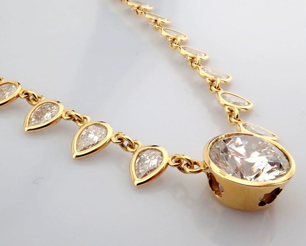 Round Cut Lab-Grown Diamond Necklace - 12.83 Total Carat (IGI Certified) - 4