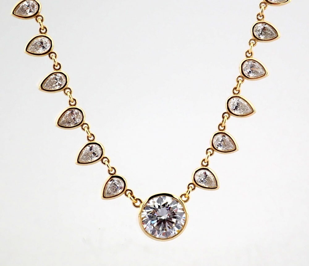 Round Cut Lab-Grown Diamond Necklace - 12.83 Total Carat (IGI Certified) - 5