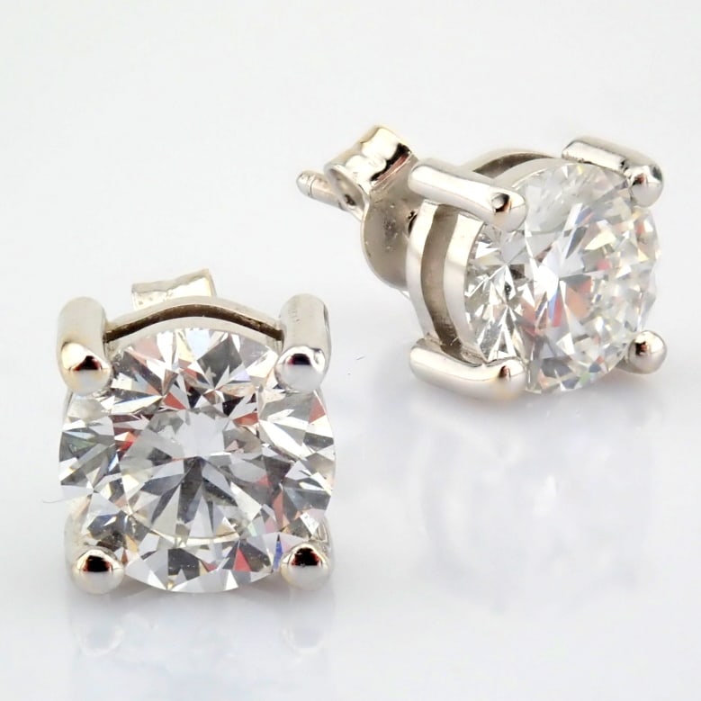 Round Cut Lab-Grown Diamond Earring - 2.9 Total Carat (IGI Certified) - 2