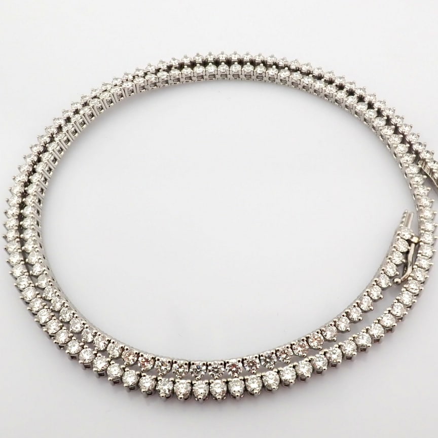 Round Cut Lab-Grown Diamond Tennis Necklace - 8.65 Total Carat (MDI Certified): Title: Round Cut Lab-Grown Diamond Tennis Necklace - 8.65 Total Carat (MDI Certified) Description: -------------------------------------------------- METALS AND WEIGHTS : -14K White Go