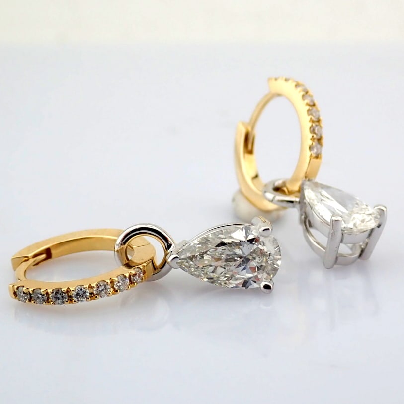 Pear Cut Lab-Grown Diamond Earring - 2.1 Total Carat (IGI Certified) - 2