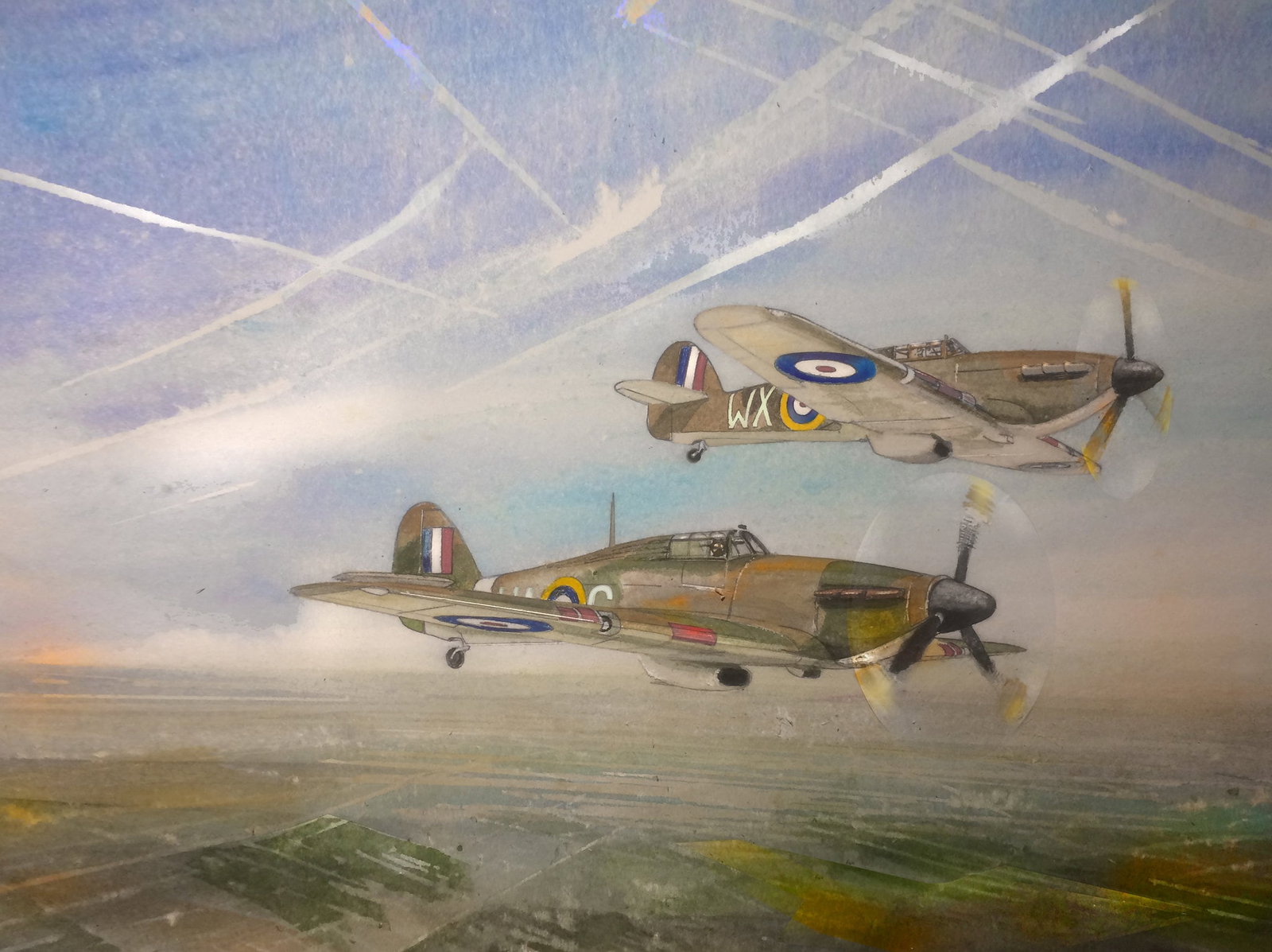 RAF WW2 Hurricanes On a Journey Mission In Europe Large Metal Wall Art (1 of 1)