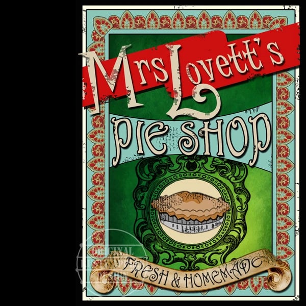 Mrs Lovett's Pie Shop Fleet Street Sweeney Todd Demon Barber Metal Wall Art: Title: Mrs Lovett's Pie Shop Fleet Street Sweeney Todd Demon Barber Metal Wall Art Description: ★ Approx Size 8” x 6” (Inches) 200 x 150 (mm). ★ Our Metal Art Design Comes