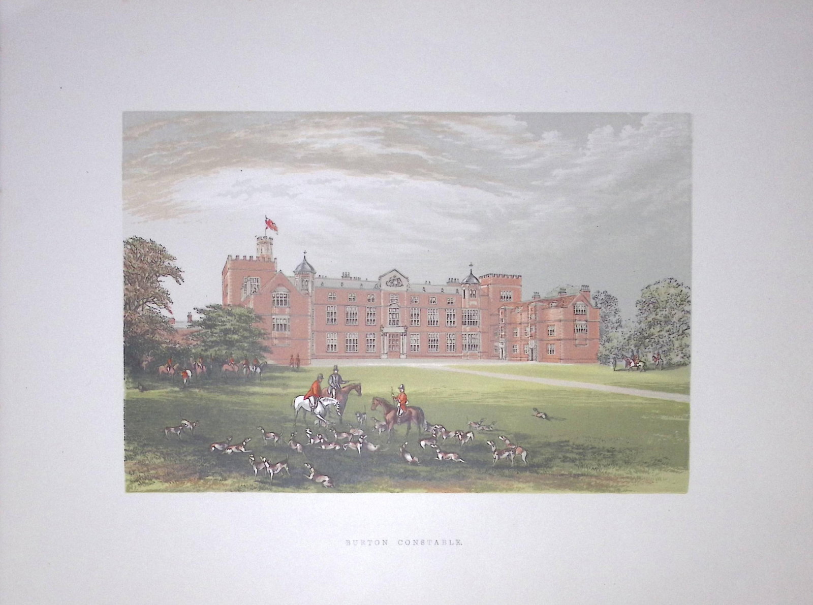 Burton Constable Nr Hull Yorkshire 160 Years-Old Gilt-Edge Coloured Antique Book Plate-23: Title: Burton Constable Nr Hull Yorkshire 160 Years-Old Gilt-Edge Coloured Antique Book Plate-23 Description: This Stunning Gilt-Edged Colour Plate illustrated by Alexander Francis Lydon and Coloured