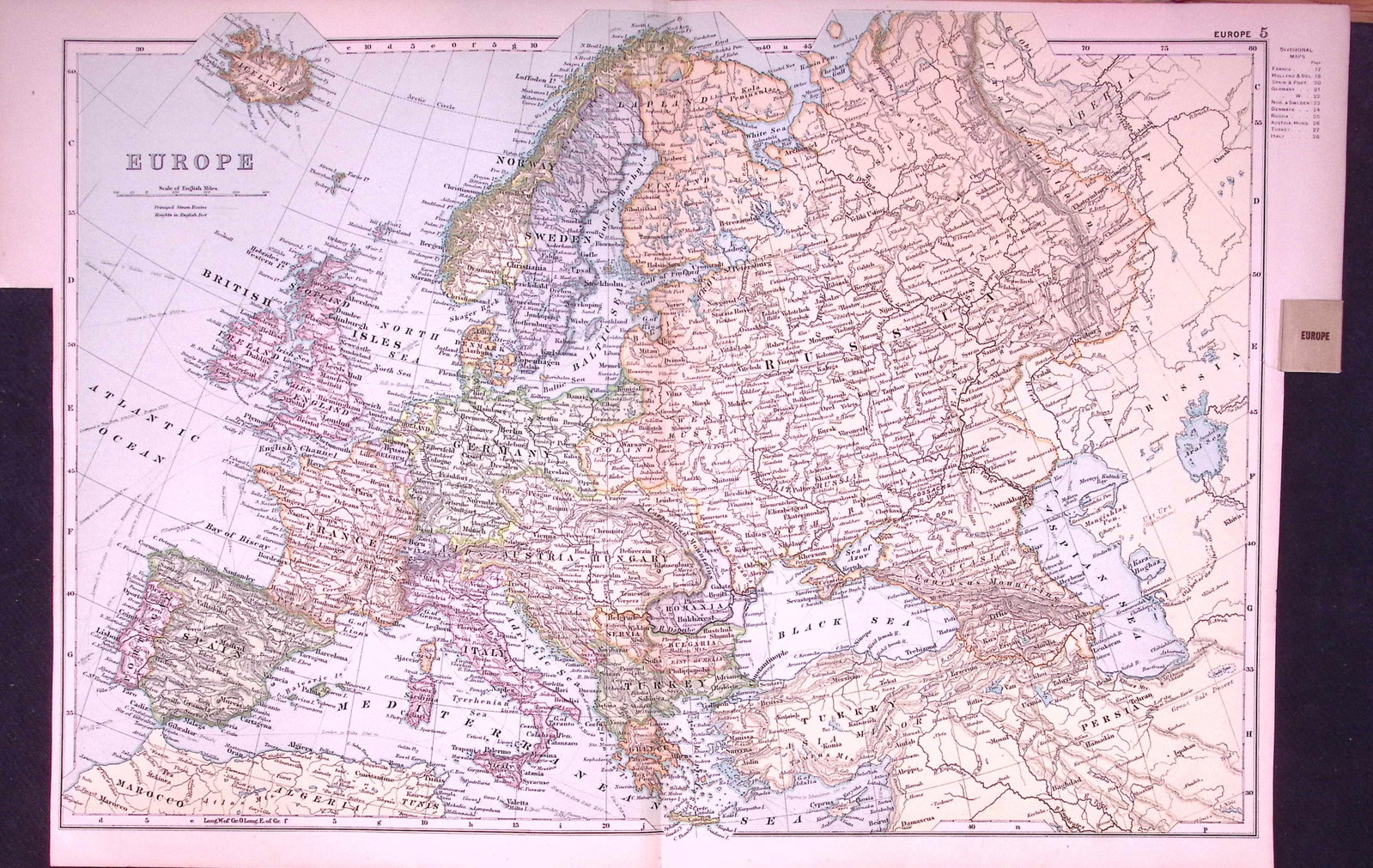 The Continent of Europe 120-Year-Old Large Antique Map by G.W. Bacon-5 (1 of 2)
