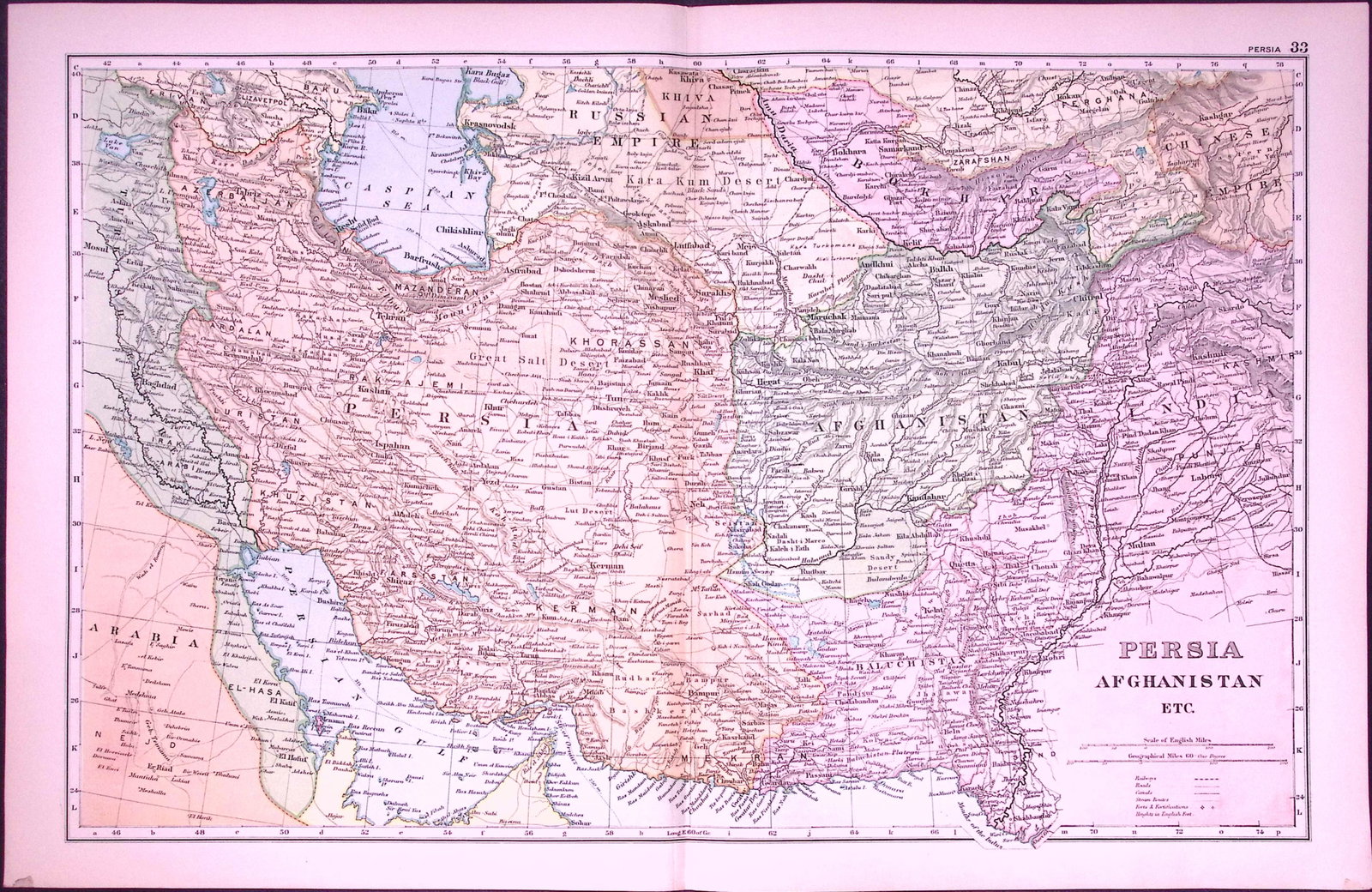 Persia Afghanistan 120-Year-Old Large Antique Map by G.W. Bacon-33: Title: Persia Afghanistan 120-Year-Old Large Antique Map by G.W. Bacon-33 Description: This Antique Map Has Been Removed from an Edition of. Bacons Popular Atlas of The World. Published In 1906 