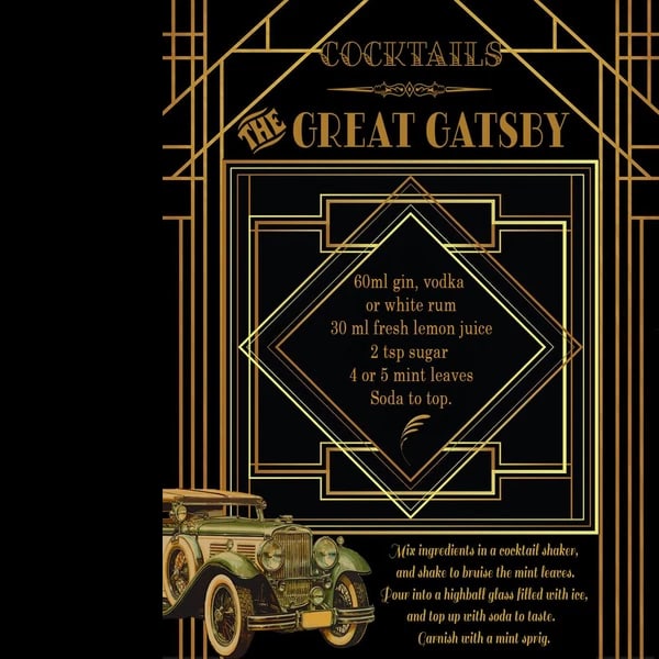 Great Gatsby Swinging 1920's American Art Deco Cocktail Metal Wall Art (1 of 1)