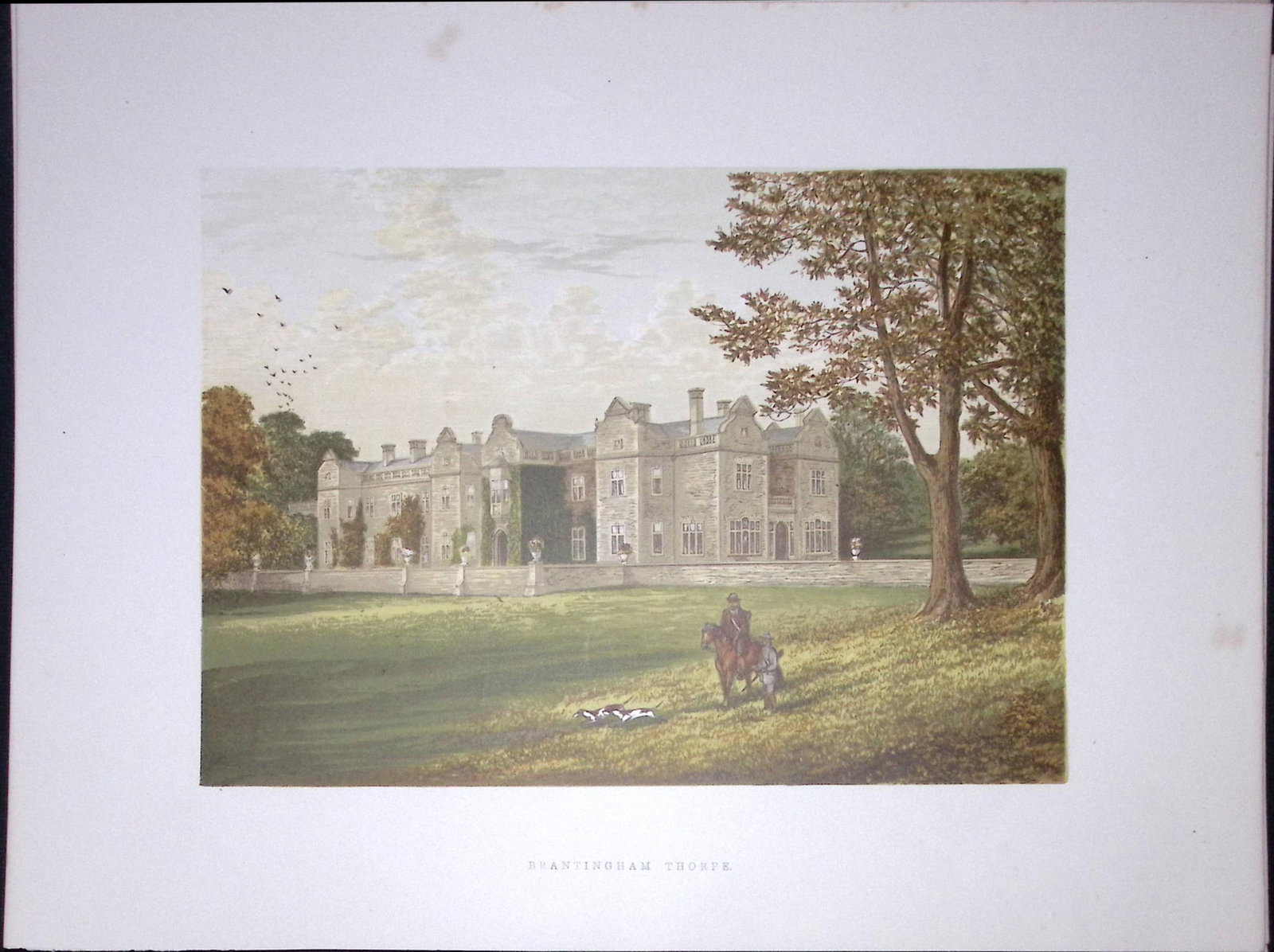 Brantingham Thorpe Yorkshire 160 Years-Old Gilt-Edge Coloured Antique Book Plate-21: Title: Brantingham Thorpe Yorkshire 160 Years-Old Gilt-Edge Coloured Antique Book Plate-21 Description: This Stunning Gilt-Edged Colour Plate illustrated by Alexander Francis Lydon and Coloured By.
