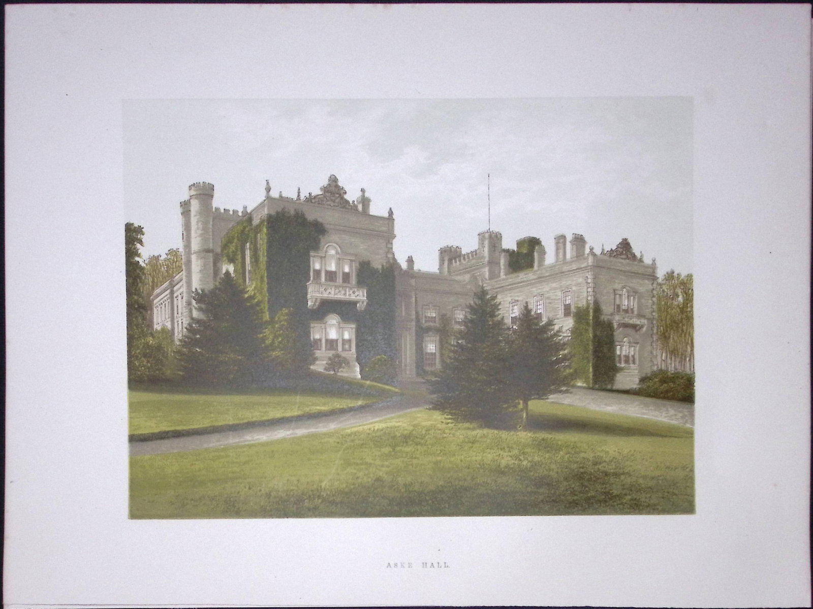 Aske Hall Richmond Yorkshire 160 Years-Old Gilt-Edge Coloured Antique Book Plate-2: Title: Aske Hall Richmond Yorkshire 160 Years-Old Gilt-Edge Coloured Antique Book Plate-2 Description: This Stunning Gilt-Edged Colour Plate illustrated by Alexander Francis Lydon and Coloured By.